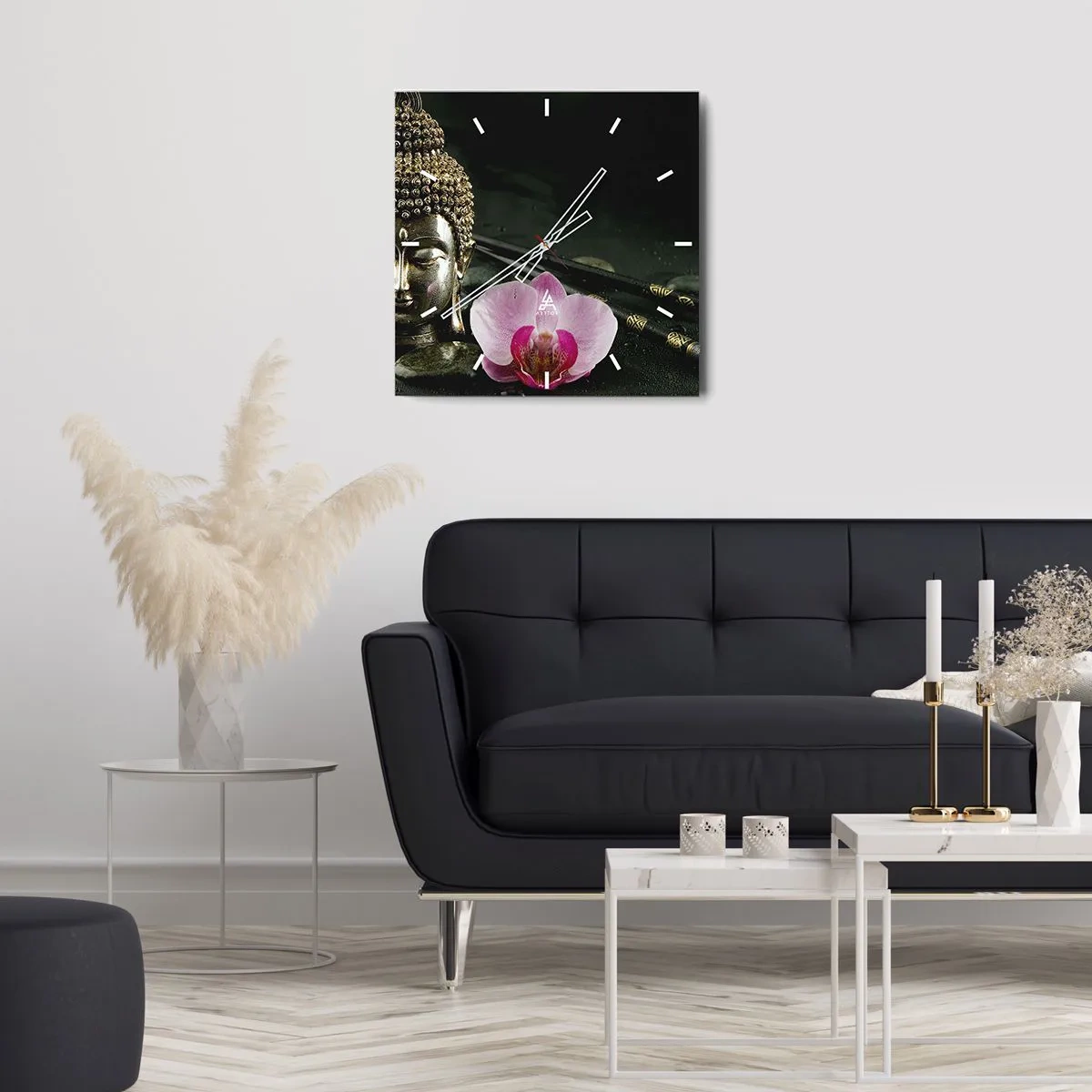 Wanduhr - Glasuhr - Harmonie von Weisheit und Schönheit - 30x30 cm