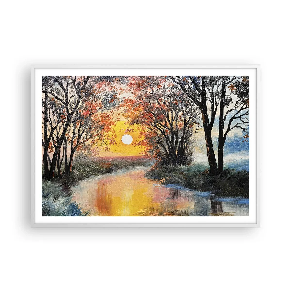 Poster in einem weißen Rahmen - Herbststimmung - 100x70 cm