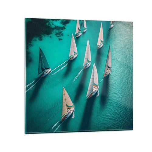 Glasbild - Bild auf glas - Im Wettbewerb mit dem Wind - 70x70 cm