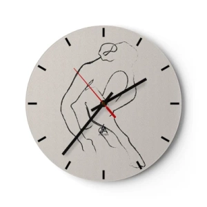 Wanduhr - Glasuhr - Eine zarte Skizze einer weiblichen Silhouette auf hellem Hintergrund - 30x30cm - Intime Skizze - Moderne Wanddekoration für Wohnzimmer, Küche und Schlafzimmer ARTTOR