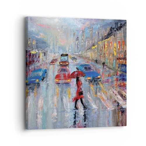 Bild auf Leinwand - Leinwandbild - Regnerischer Nachmittag in der Stadt - 30x30 cm