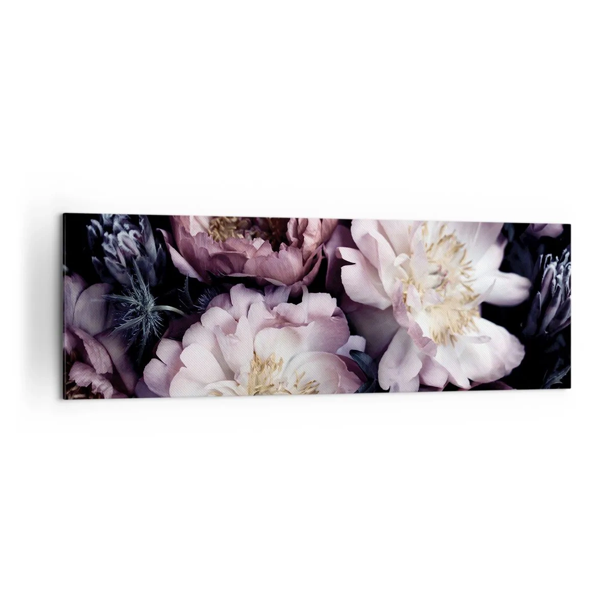 Bild auf Leinwand - Leinwandbild - Blumen in zarten Pastelltönen - 160x50cm - Blumenstrauß im alten Stil - Moderne Wanddekoration für Wohnzimmer und Schlafzimmer ARTTOR