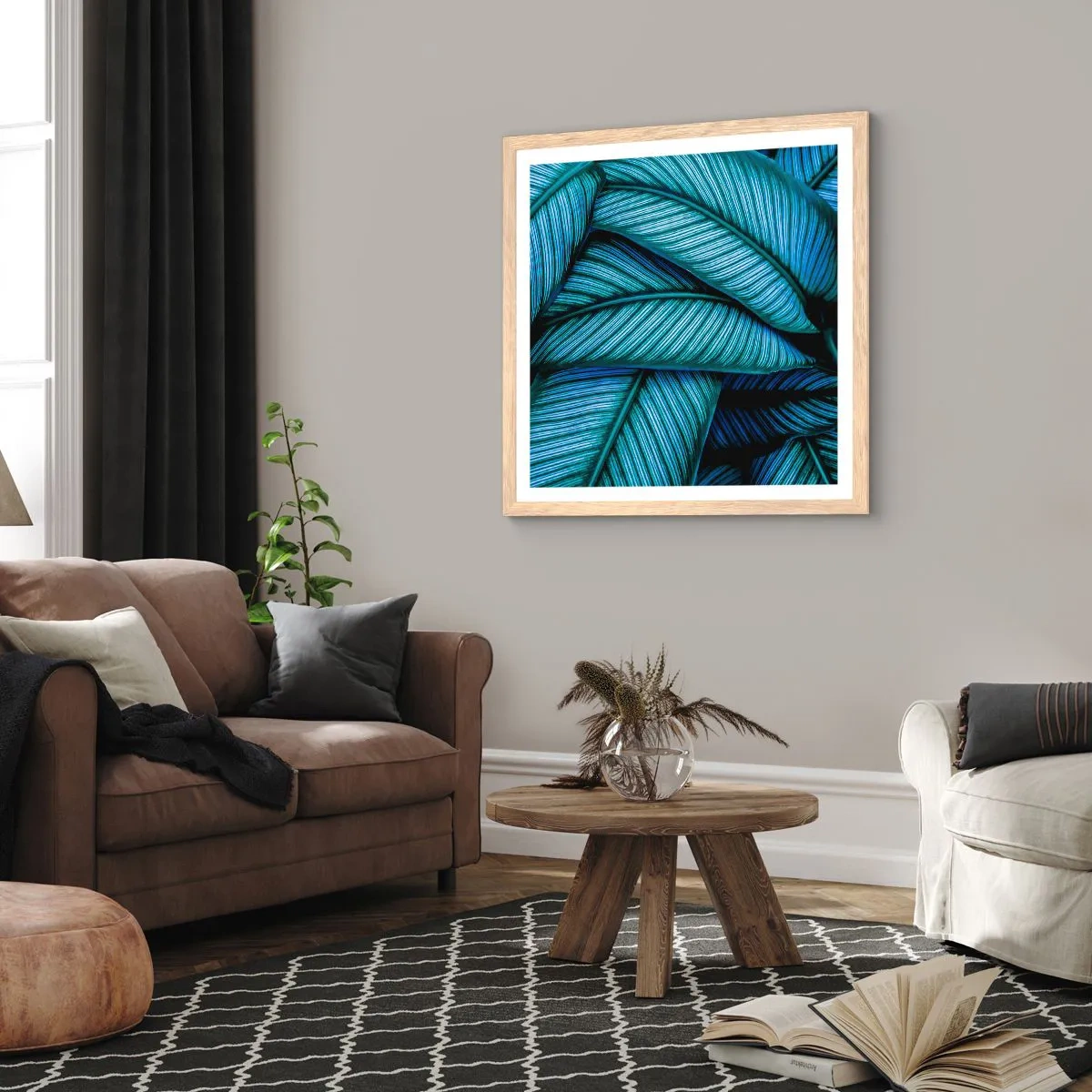 Poster in einem Rahmen aus heller Eiche - Lebenslinien - 60x60 cm