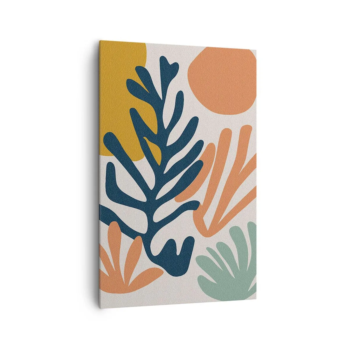 Bild auf Leinwand - Leinwandbild - Bunte Blätter im abstrakten Stil - 80x120cm - Korallenmeere - Moderne Wanddekoration für Wohnzimmer und Schlafzimmer ARTTOR