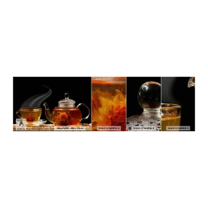 Fototapeten Muster Premium Sand - Die Magie und Kunst des Teezubereitens - Tee, Teekanne, Teetasse - 100x30 cm