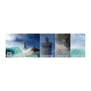 Fototapeten Muster Selbstklebend Deluxe Sticker - Auf der Hut vor den Elementen - Landschaft, Leuchtturm, Sturm - 100x30 cm