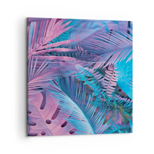 Bild auf Leinwand - Leinwandbild - Tropen in Rosa und Blau - 50x50 cm