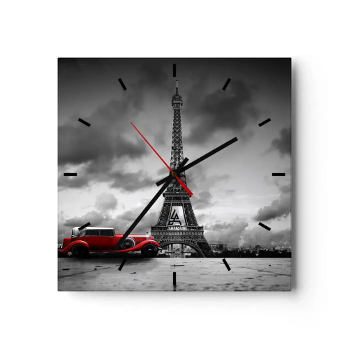 Wanduhr - Glasuhr - Vor nicht allzu langer Zeit in Paris - 40x40 cm