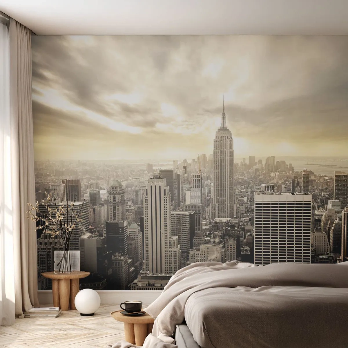 Fototapete Premium Sand - New York aus Grau - Stadt, New York, Manhattan - 500x350 cm