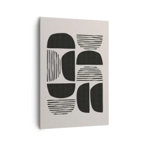 Bild auf Leinwand - Leinwandbild - Geometrie mit Halbkreisen und Linien in Schwarz auf hellem Hintergrund - 70x100cm - Halbherzige Deals - Moderne Wanddekoration für Wohnzimmer und Schlafzimmer ARTTOR