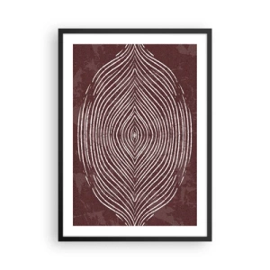 Poster in einem schwarzem Rahmen - Ein hypnotisches Muster aus weißen Linien auf braunem Hintergrund. - 50x70cm - Der Raum spricht - Moderne Wanddekoration für Wohnzimmer und Schlafzimmer ARTTOR