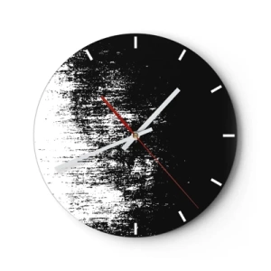 Wanduhr - Glasuhr - Schwarz-Weiß-Abstrakt mit Pinselstrich-Effekt - 30x30cm - Und der Gewinner ist ... - Moderne Wanddekoration für Wohnzimmer, Küche und Schlafzimmer ARTTOR