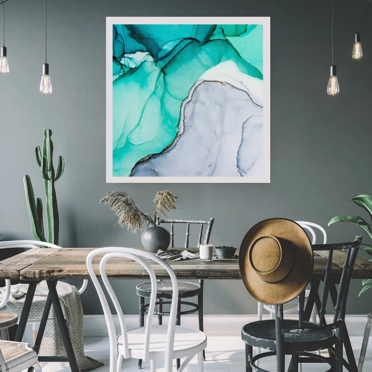 Poster - Eine Studie in Türkis - 60x60 cm