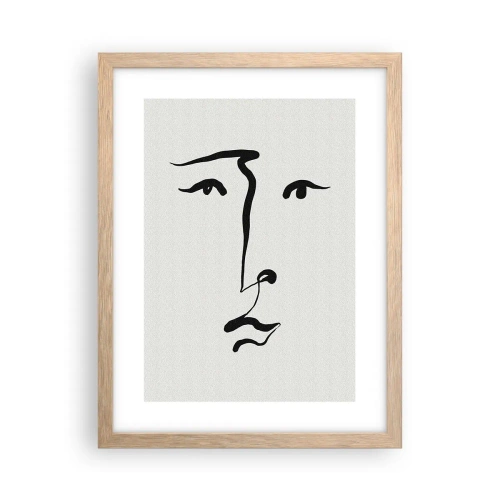 Poster in einem Rahmen aus heller Eiche - Porträt mit einer Zeile - 30x40 cm