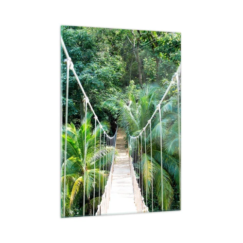 Glasbild - Bild auf glas - Hängebrücke in einem tropischen Wald - 50x70cm - Willkommen im Dschungel! - Moderne Wanddekoration für Wohnzimmer und Schlafzimmer ARTTOR