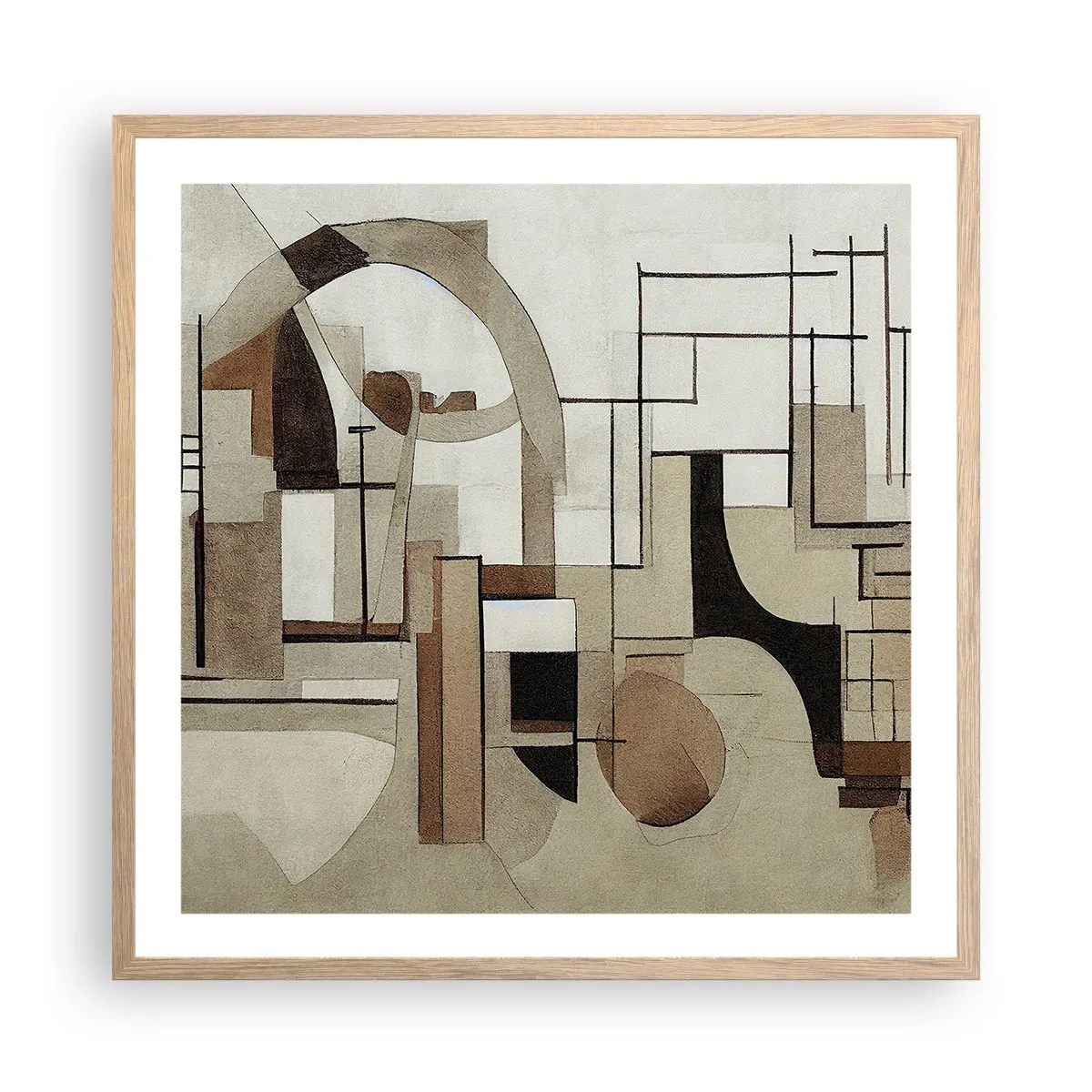 Poster in einem Rahmen aus heller Eiche - Stadtbild 2.0 - 60x60 cm