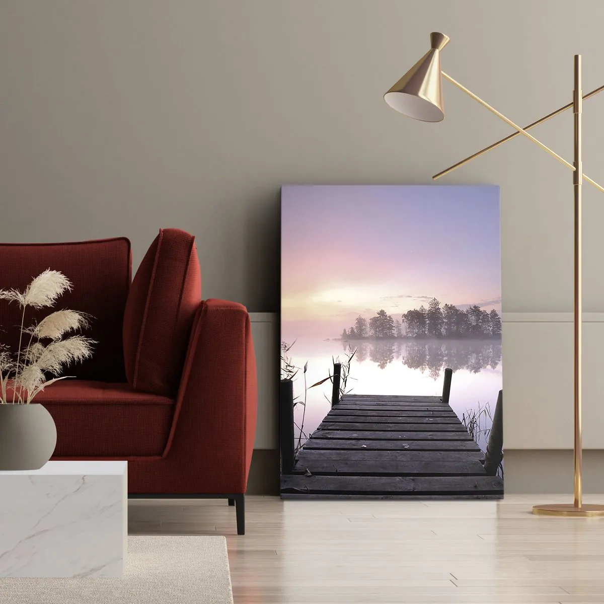 Bild auf Leinwand - Leinwandbild - Aus dem lila Nebel ... - 45x80 cm