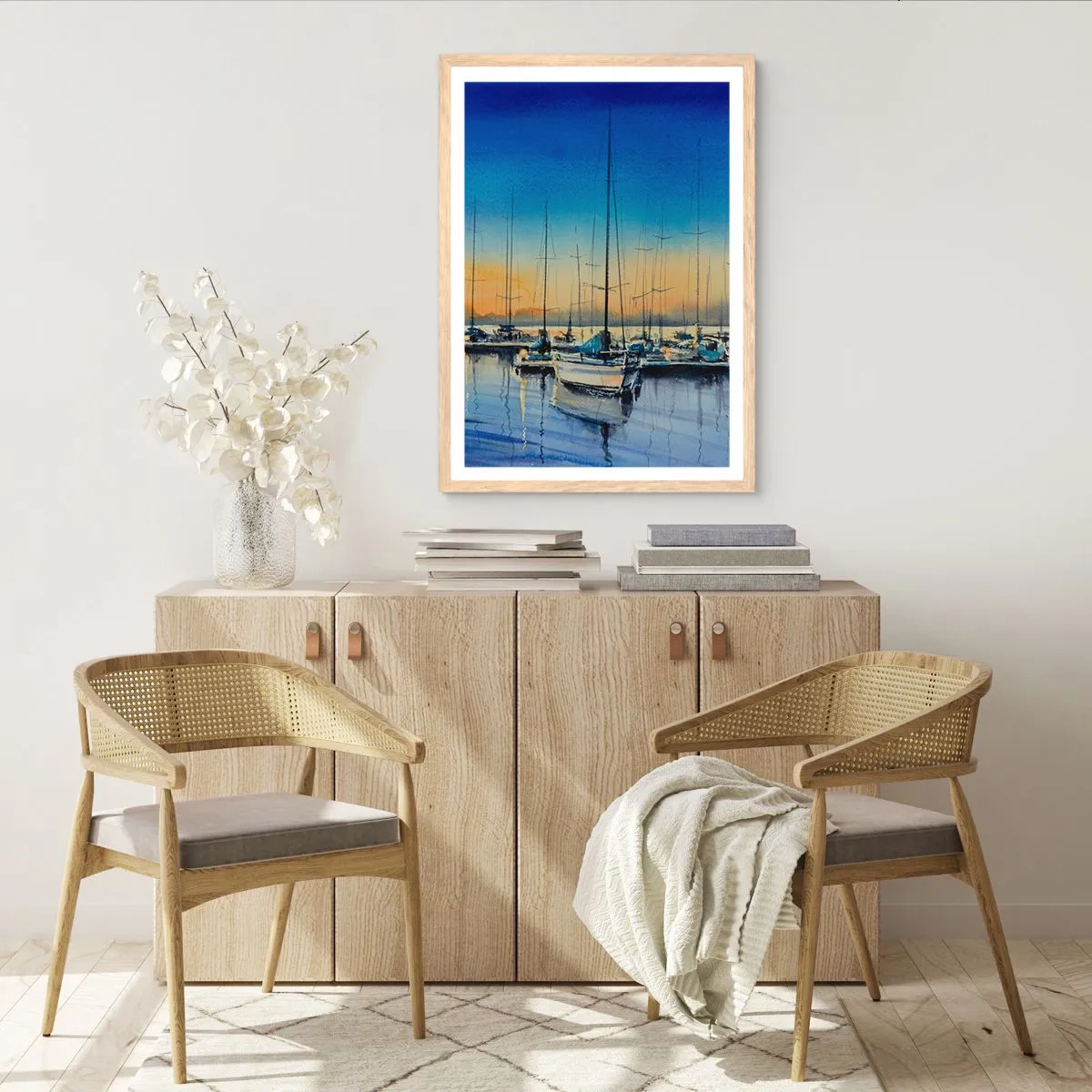 Poster in einem Rahmen aus heller Eiche - Ende eines guten Tages - 30x40 cm
