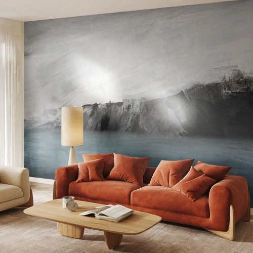 Fototapete Premium Canvas - Wasser – Erde: Kampf der Naturelemente - Küste, Landschaft, Meer - 250x175 cm