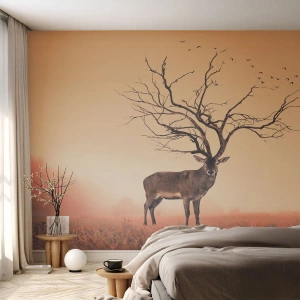Selbstklebende Fototapete Deluxe Sticker - Prajelen - der ewige Geist des Waldes - Abstraktion, Reh, Natur - 400x280 cm