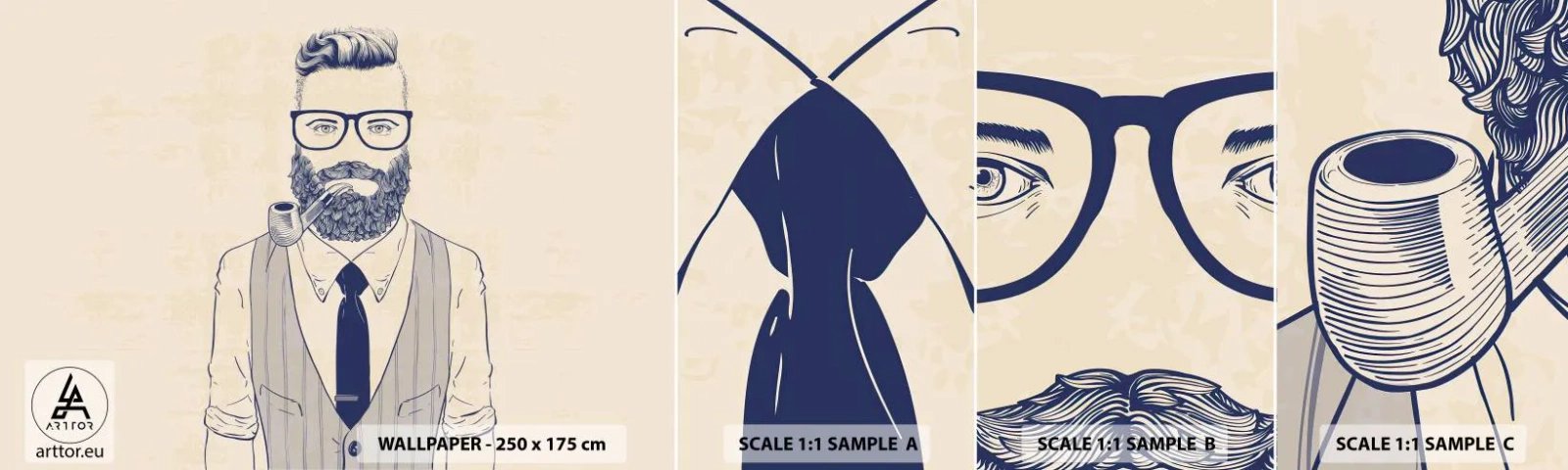 Fototapeten Muster Selbstklebend Deluxe Sticker - Fröhlich, maskulin und modisch - Mann, Abstraktion, Rohr - 100x30 cm