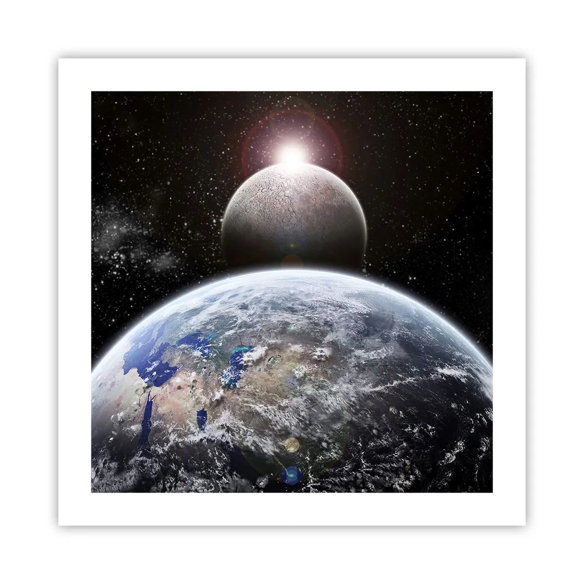 Poster - Weltraumlandschaft - Sonnenaufgang - 50x50 cm