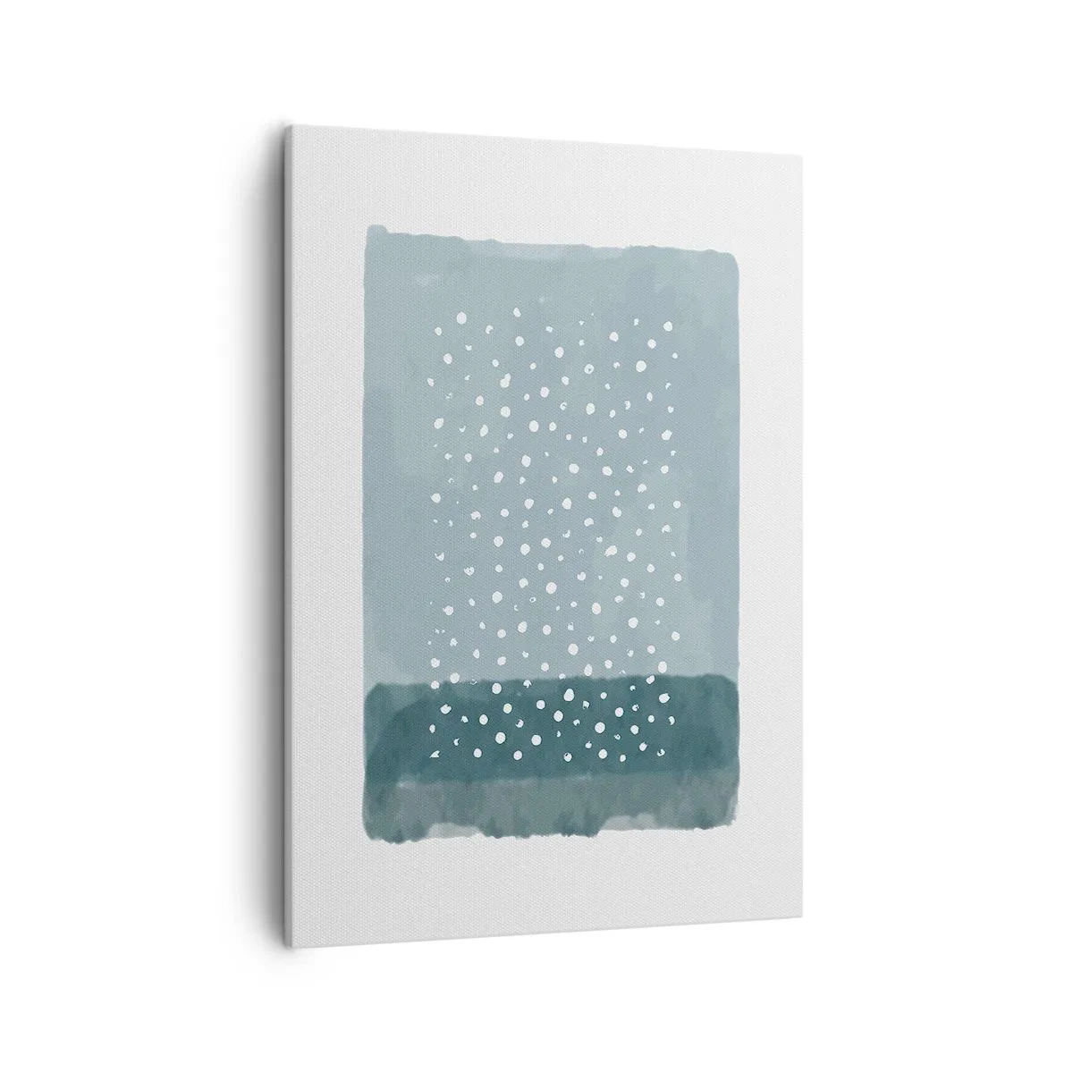 Bild auf Leinwand - Leinwandbild - Ein minimalistisches Gemälde in Blautönen mit Punkten - 50x70cm - Auf Blau gewachsen - Moderne Wanddekoration für Wohnzimmer und Schlafzimmer ARTTOR