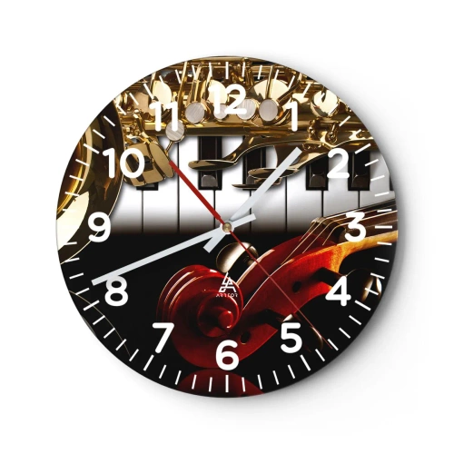 Wanduhr - Glasuhr - Blech, Holz und Elfenbein - 30x30 cm