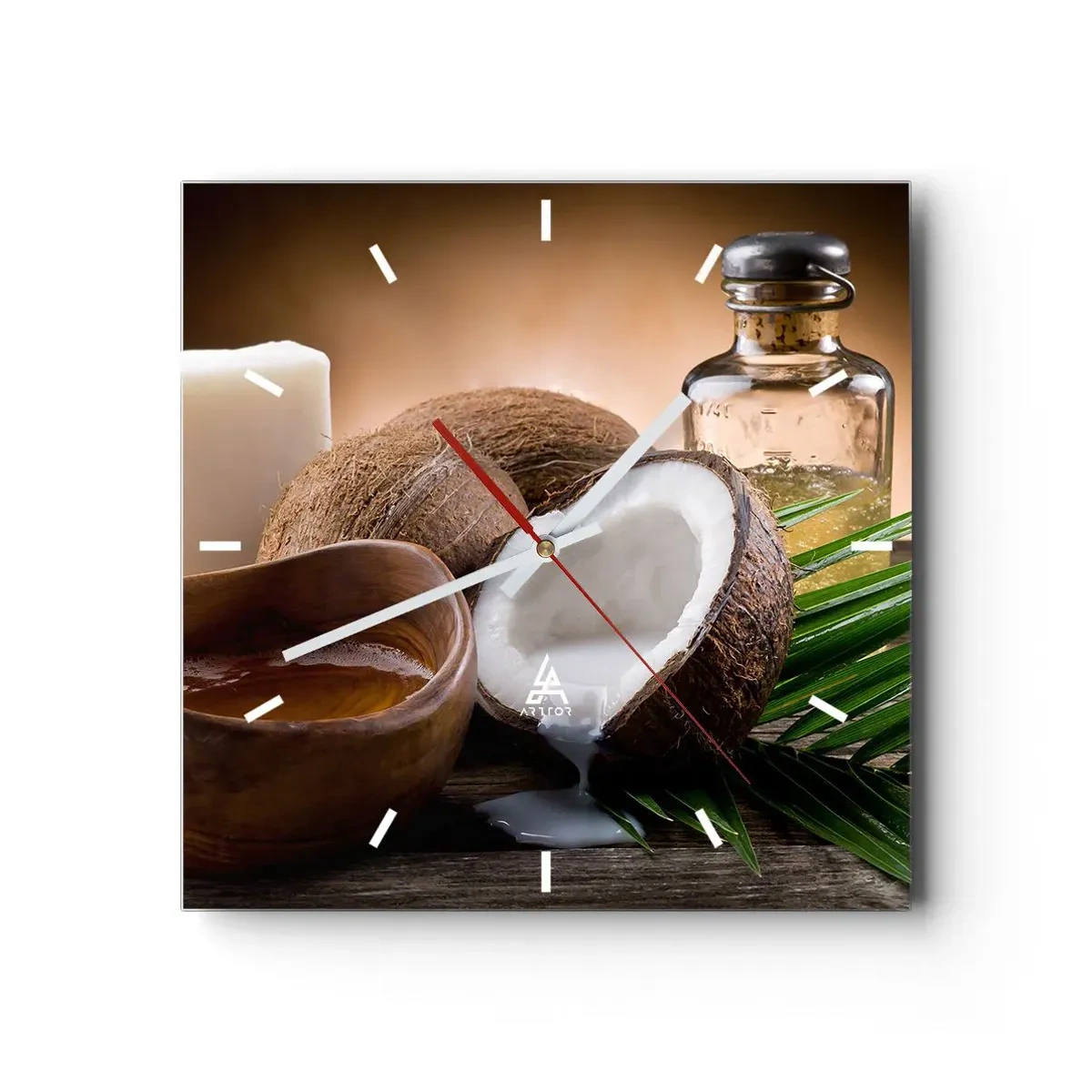 Wanduhr - Glasuhr - Gesundheit von tropischen Inseln - 40x40 cm