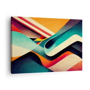 Bild auf Leinwand - Leinwandbild - Bunte abstrakte Wellen in einer dynamischen Komposition - 70x50cm - Intensive Komposition - Moderne Wanddekoration für Wohnzimmer und Schlafzimmer ARTTOR