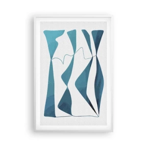 Poster in einem weißen Rahmen - Abstraktion: türkisfarbene Verbindung - 61x91 cm