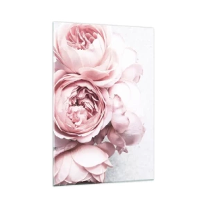 Glasbild - Bild auf glas - Rosa Pfingstrosen in sanftem Licht vor hellem Hintergrund - 70x100cm - Für Romantiker - Moderne Wanddekoration für Wohnzimmer und Schlafzimmer ARTTOR