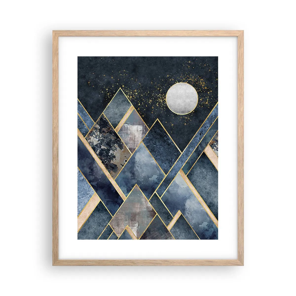Poster in einem Rahmen aus heller Eiche - Geometrische Landschaft - 40x50 cm
