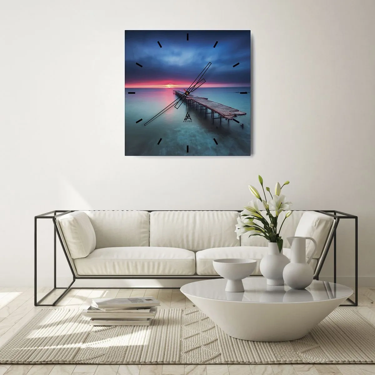 Wanduhr - Glasuhr - Zwischen Himmel und Erde - 40x40 cm