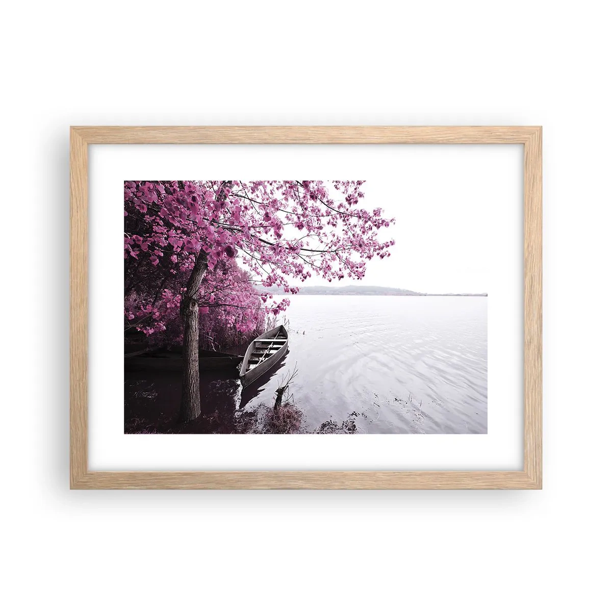 Poster in einem Rahmen aus heller Eiche - In rosa Stille - 40x30 cm