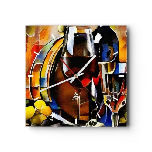 Wanduhr - Glasuhr - Abstraktes Stillleben mit Gläsern und Instrumenten - 30x30cm - Und die Welt nimmt Farben an - Moderne Wanddekoration für Wohnzimmer und Schlafzimmer ARTTOR