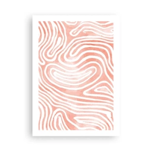 Poster - Abstrakte Linien in Lachs- und Weißtönen - 50x70cm - Im Korallenlabyrinth - Moderne Wanddekoration für Wohnzimmer und Schlafzimmer ARTTOR