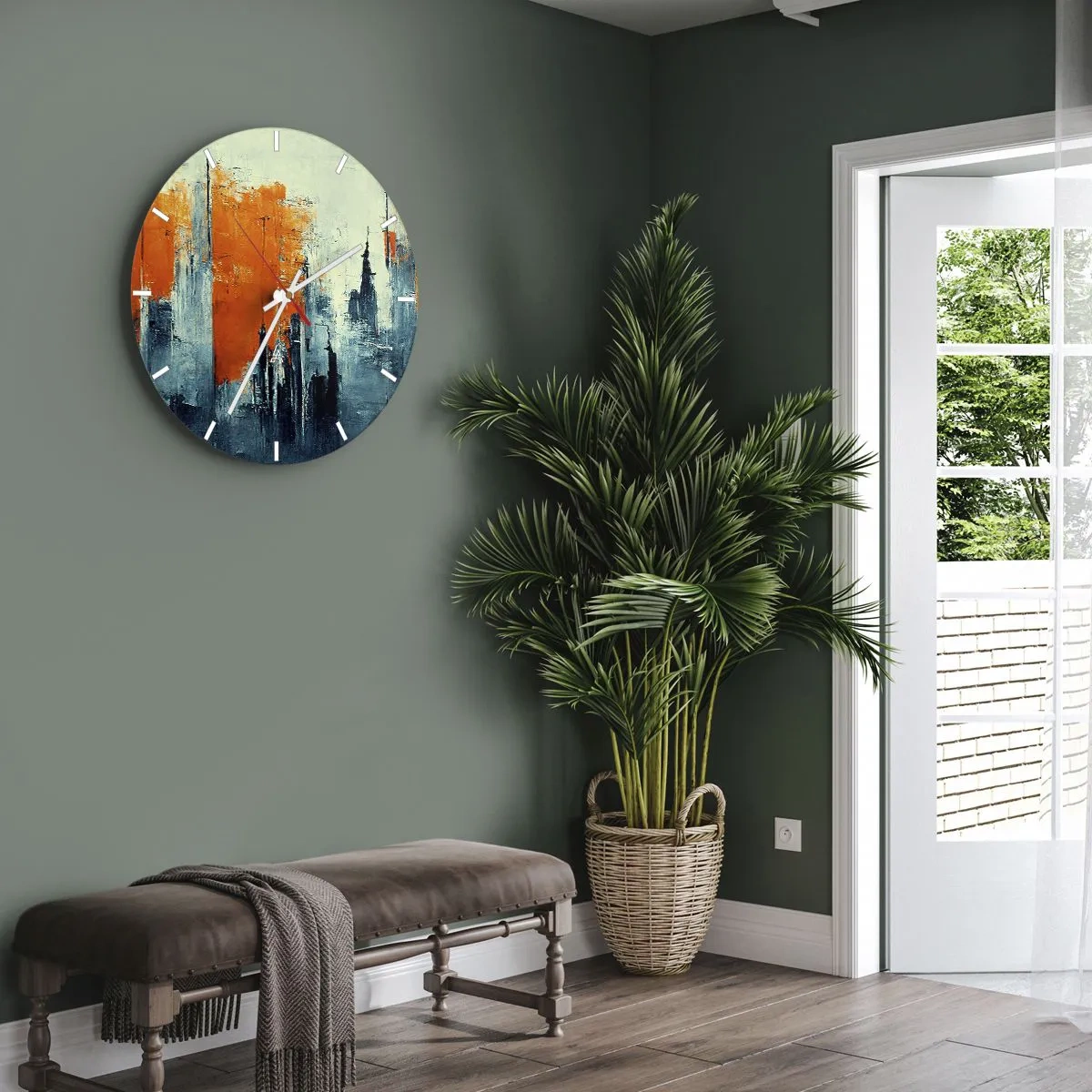 Wanduhr - Glasuhr - Moderne Landschaft - 30x30 cm