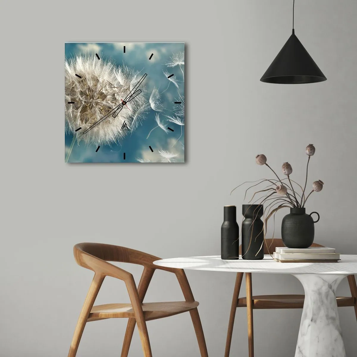 Wanduhr - Glasuhr - Engelsatem - 30x30 cm