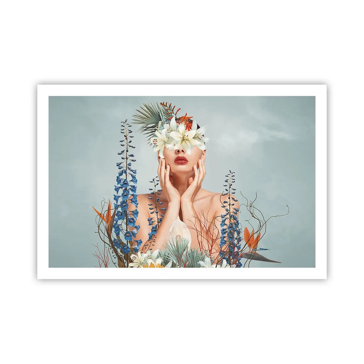 Poster - Frau - Blume - 91x61 cm