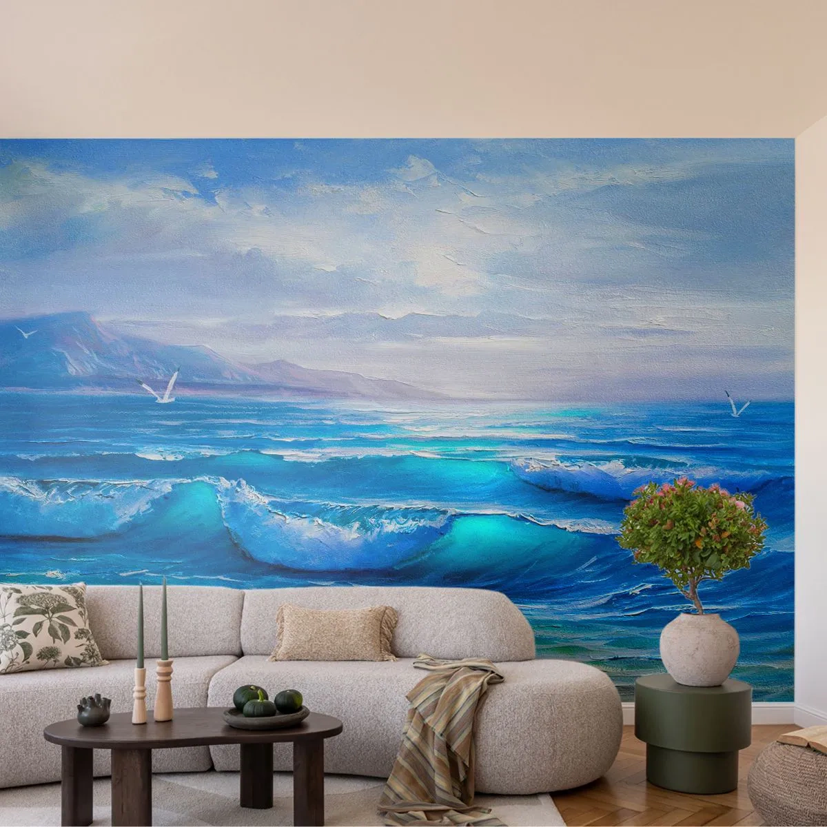 Fototapete Standard Eco - Es bringt Erleichterung - Abstraktion, Meer, Grafik - 200x140 cm
