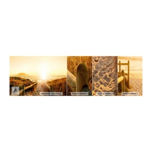 Fototapeten Muster Selbstklebend Deluxe Sticker - Über die Düne, der Sonne entgegen - Landschaft, Strand, Sonnenuntergang - 100x30 cm