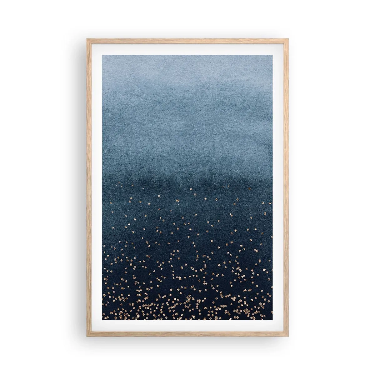 Poster in einem Rahmen aus heller Eiche - Komposition - blaue Phasen - 61x91 cm