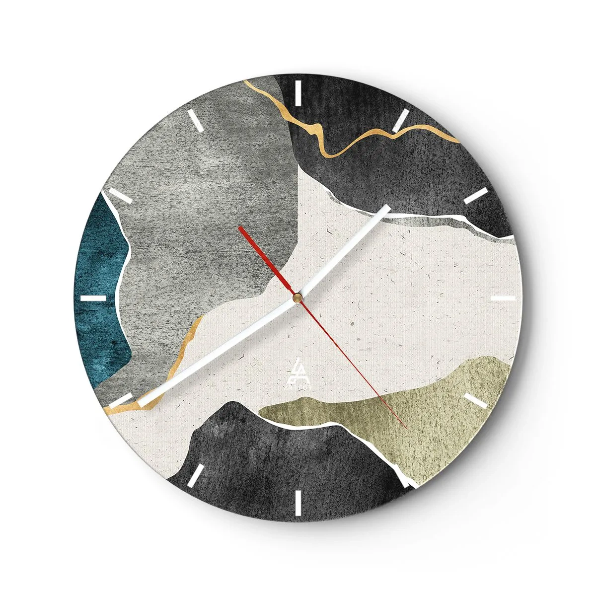 Wanduhr - Glasuhr - Bunte Punkte und eine goldene Linie ergeben ein Mosaikmuster - 30x30cm - Mosaikkomposition mit Goldfaden - Moderne Wanddekoration für Wohnzimmer, Küche und Schlafzimmer ARTTOR