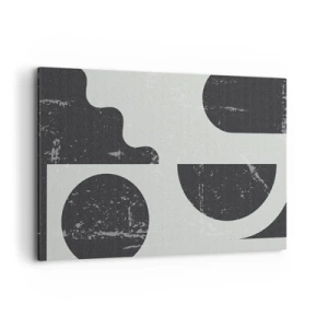 Bild auf Leinwand - Leinwandbild - Geometrische Muster in Schwarz- und Grautönen - 120x80cm - Komposition oben und unten - Moderne Wanddekoration für Wohnzimmer und Schlafzimmer ARTTOR