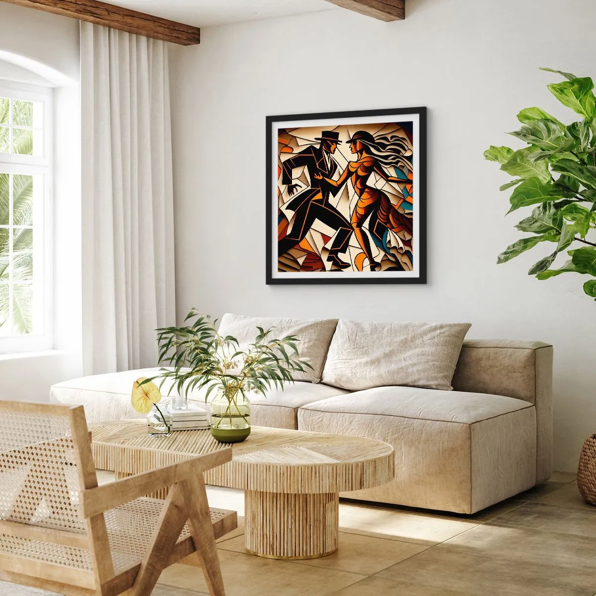 Poster in einem schwarzem Rahmen - Tanz der Passion und Leidenschaft - 60x60 cm