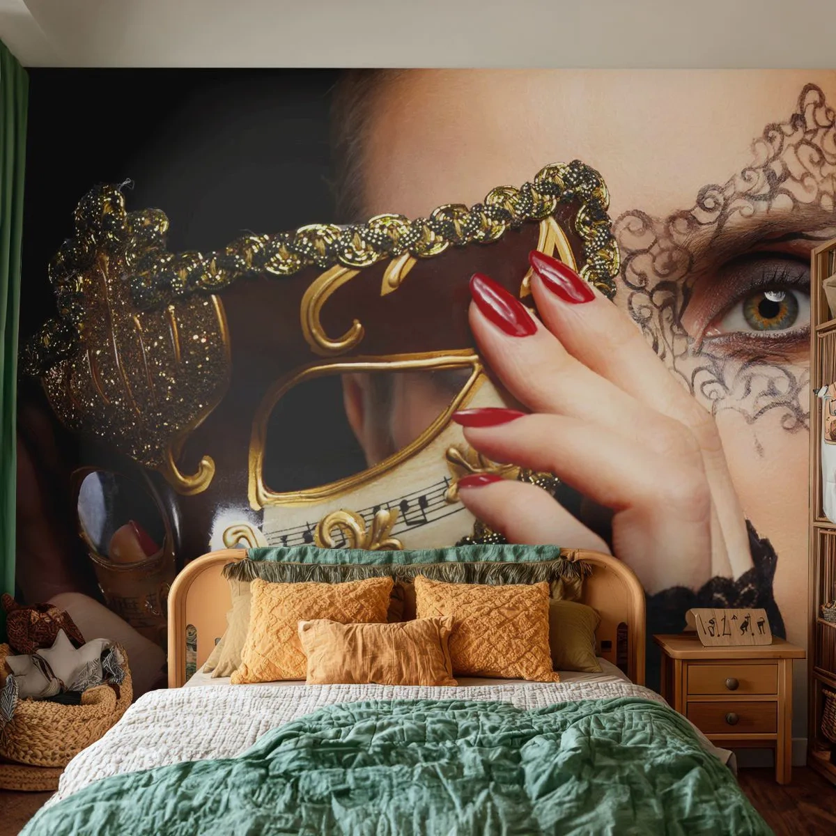 Fototapete Premium Canvas - Meine Welt ist barock - Frau, Venezianische Maske, Ball - 250x175 cm