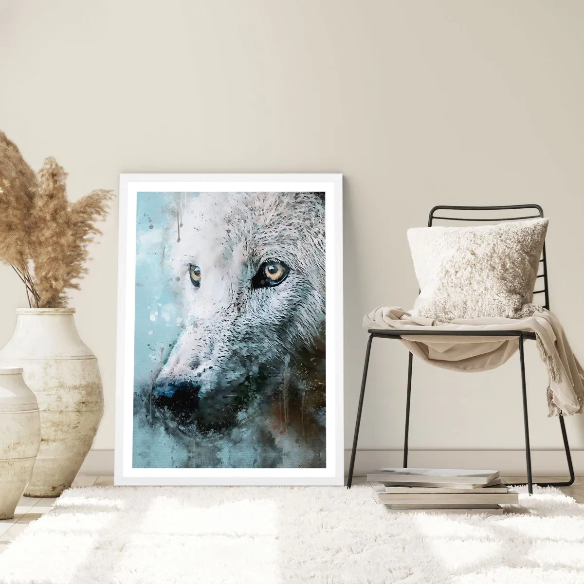 Poster in einem weißen Rahmen - Lerne die Wolfsseele kennen - 70x100 cm