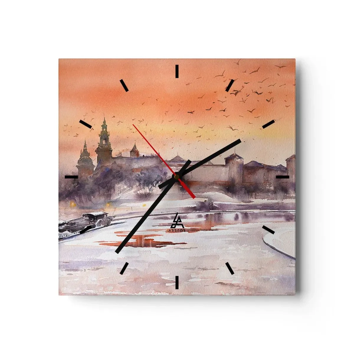 Wanduhr - Glasuhr - Königlicher Sonnenuntergang - 40x40 cm