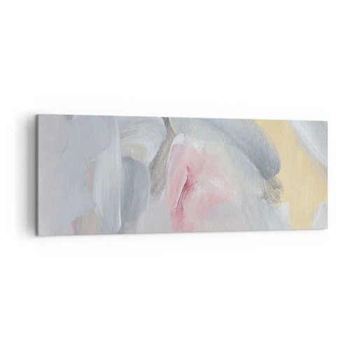 Bild auf Leinwand - Leinwandbild - Abstrakte Pastellstriche in Rosa- und Grautönen. - 140x50cm - In einer Pastellwelt - Moderne Wanddekoration für Wohnzimmer und Schlafzimmer ARTTOR